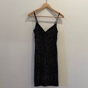 Express Black Sequin Mini Slip Dress
